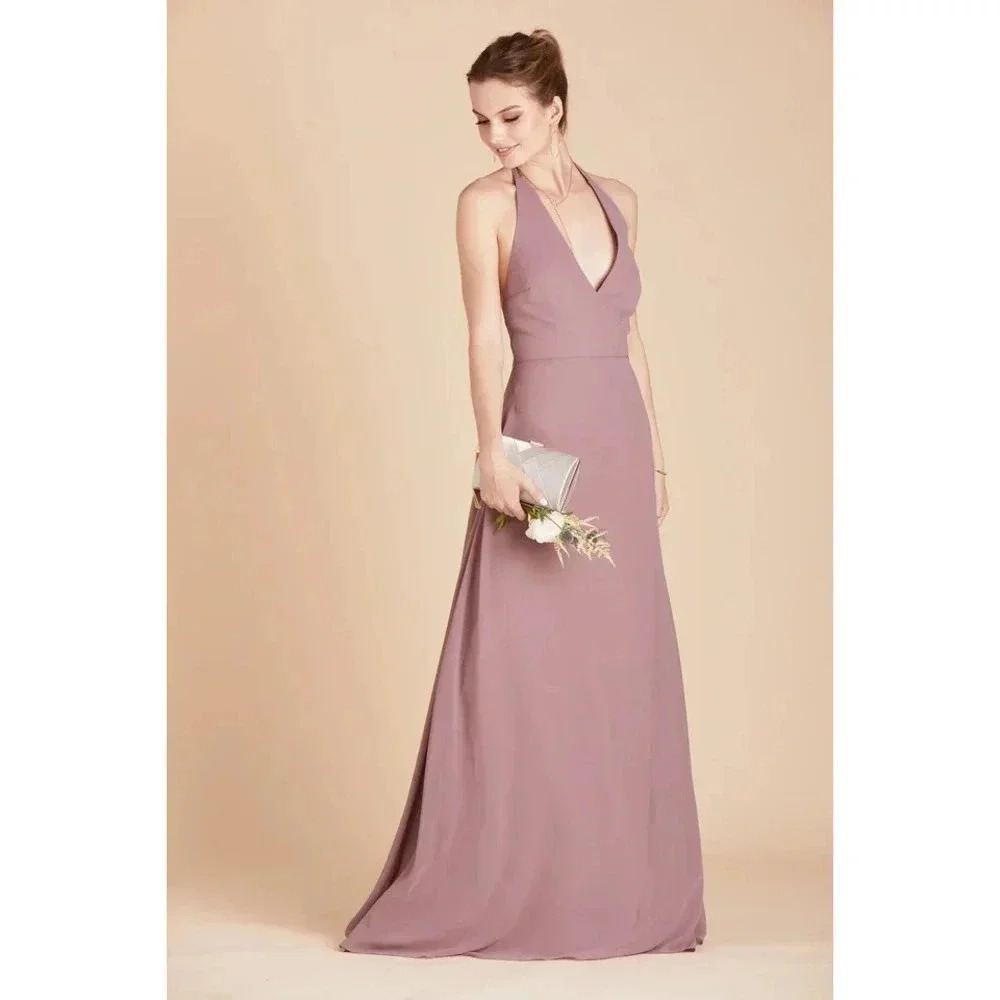 NWT Birdy Grey Moni Convertible Dress Sleeveless V-Neck Chiffon Dark Mauve Small